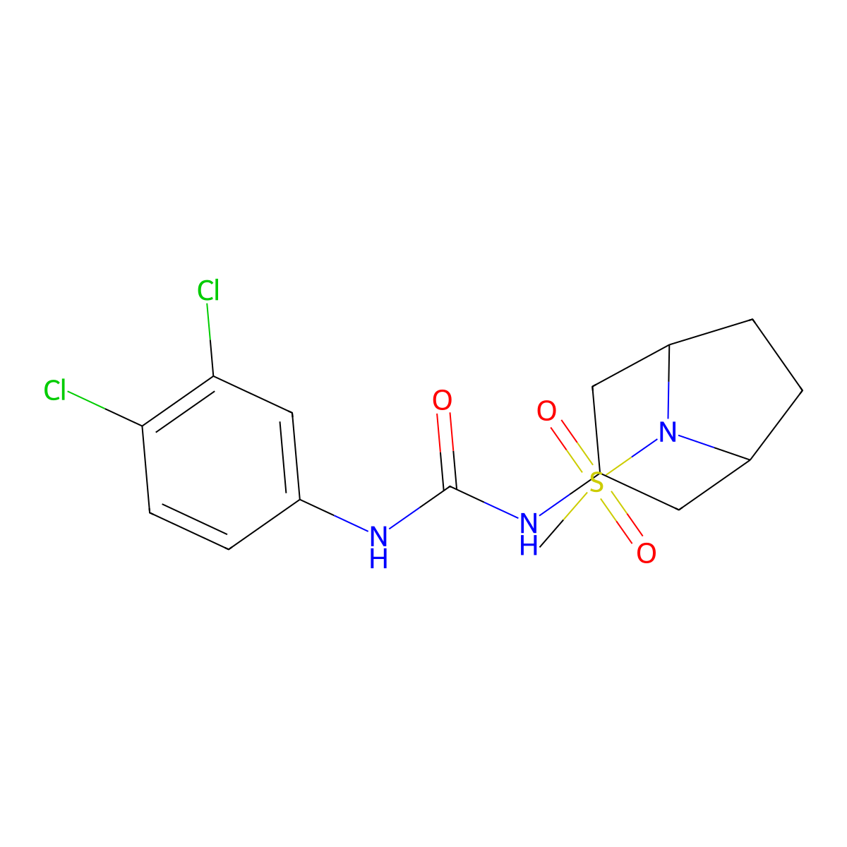 1-(3,4-Dichlorophenyl)-3-(8-(methylsulfonyl)-8-azabicyclo[3.2.1]octan-3-yl)urea molecular structure, CAS 2034304-97-5