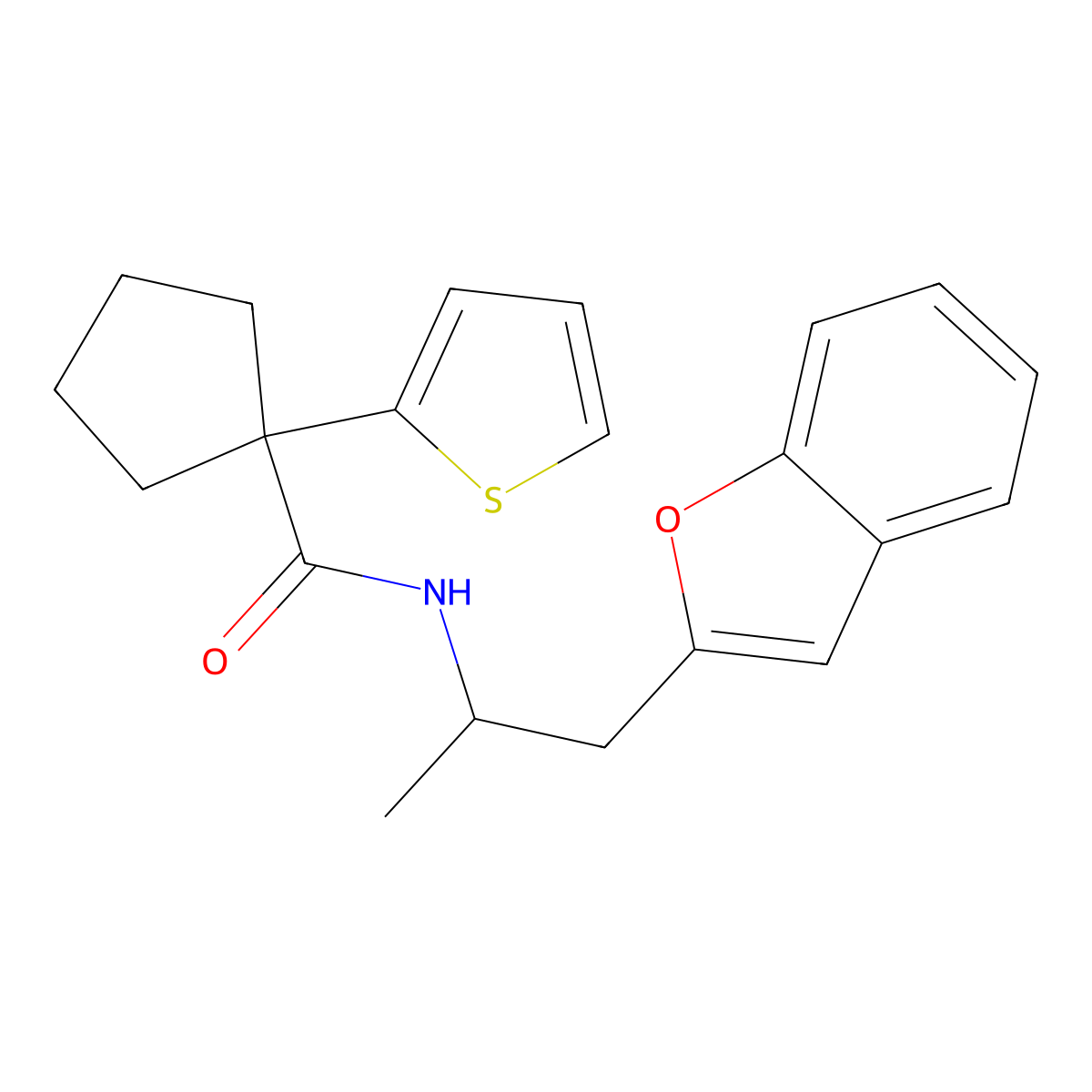 N-(1-(benzofuran-2-yl)propan-2-yl)-1-(thiophen-2-yl)cyclopentanecarboxamide molecular structure, CAS 2034304-98-6