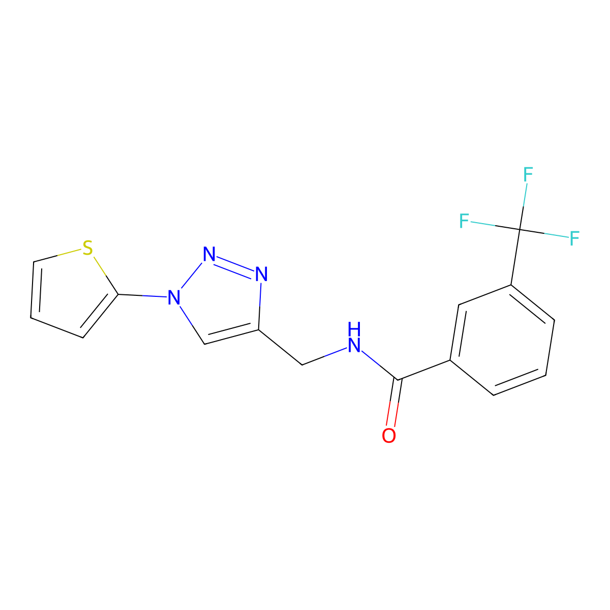 N-{[1-(thiophen-2-yl)-1H-1,2,3-triazol-4-yl]methyl}-3-(trifluoromethyl)benzamide molecular structure, CAS 2034305-04-7