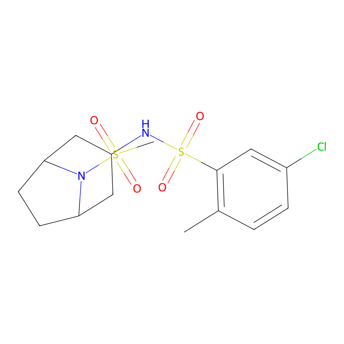 5-chloro-2-methyl-N-(8-(methylsulfonyl)-8-azabicyclo[3.2.1]octan-3-yl)benzenesulfonamide molecular structure, CAS 2034305-06-9