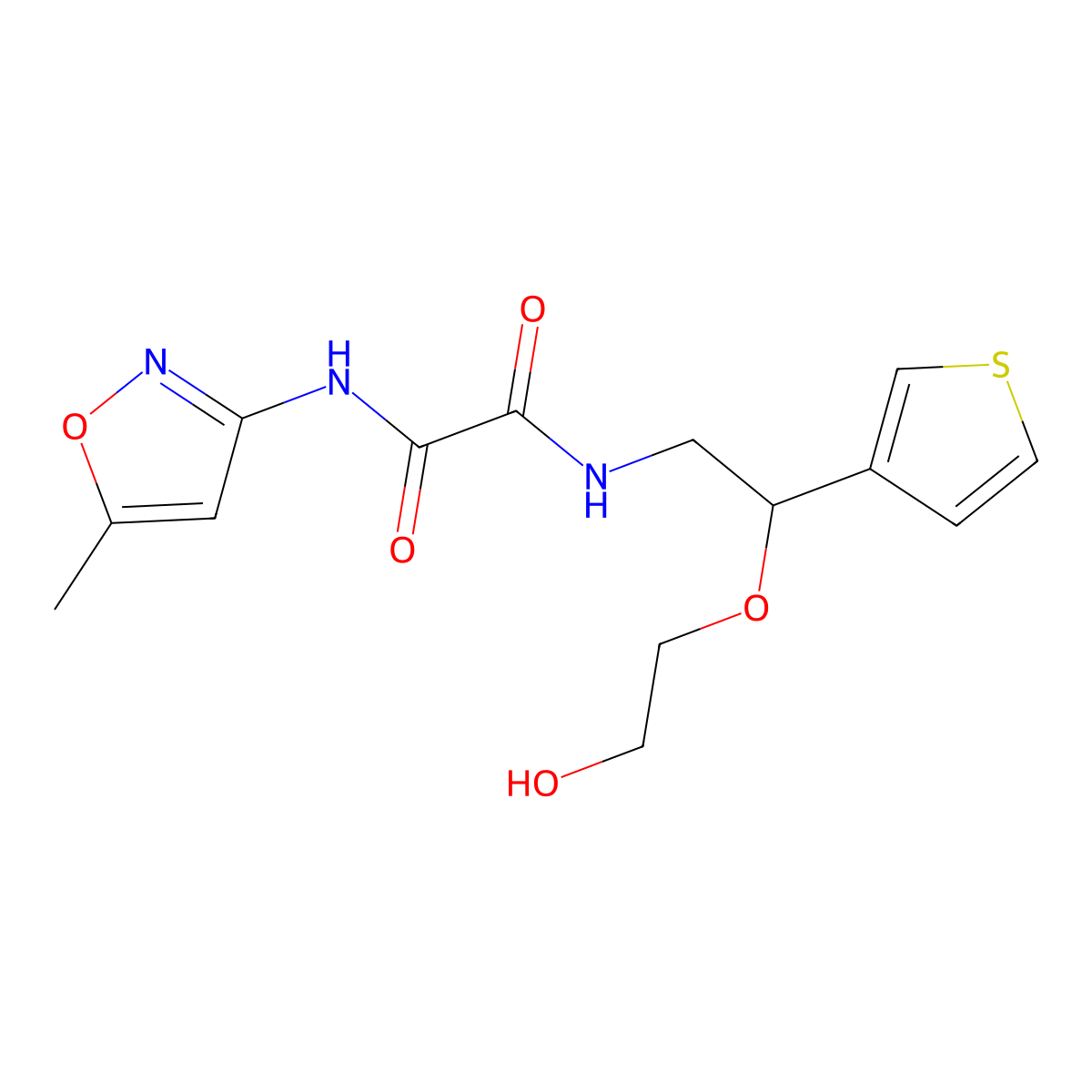N1-(2-(2-hydroxyethoxy)-2-(thiophen-3-yl)ethyl)-N2-(5-methylisoxazol-3-yl)oxalamide molecular structure, CAS 2034305-08-1
