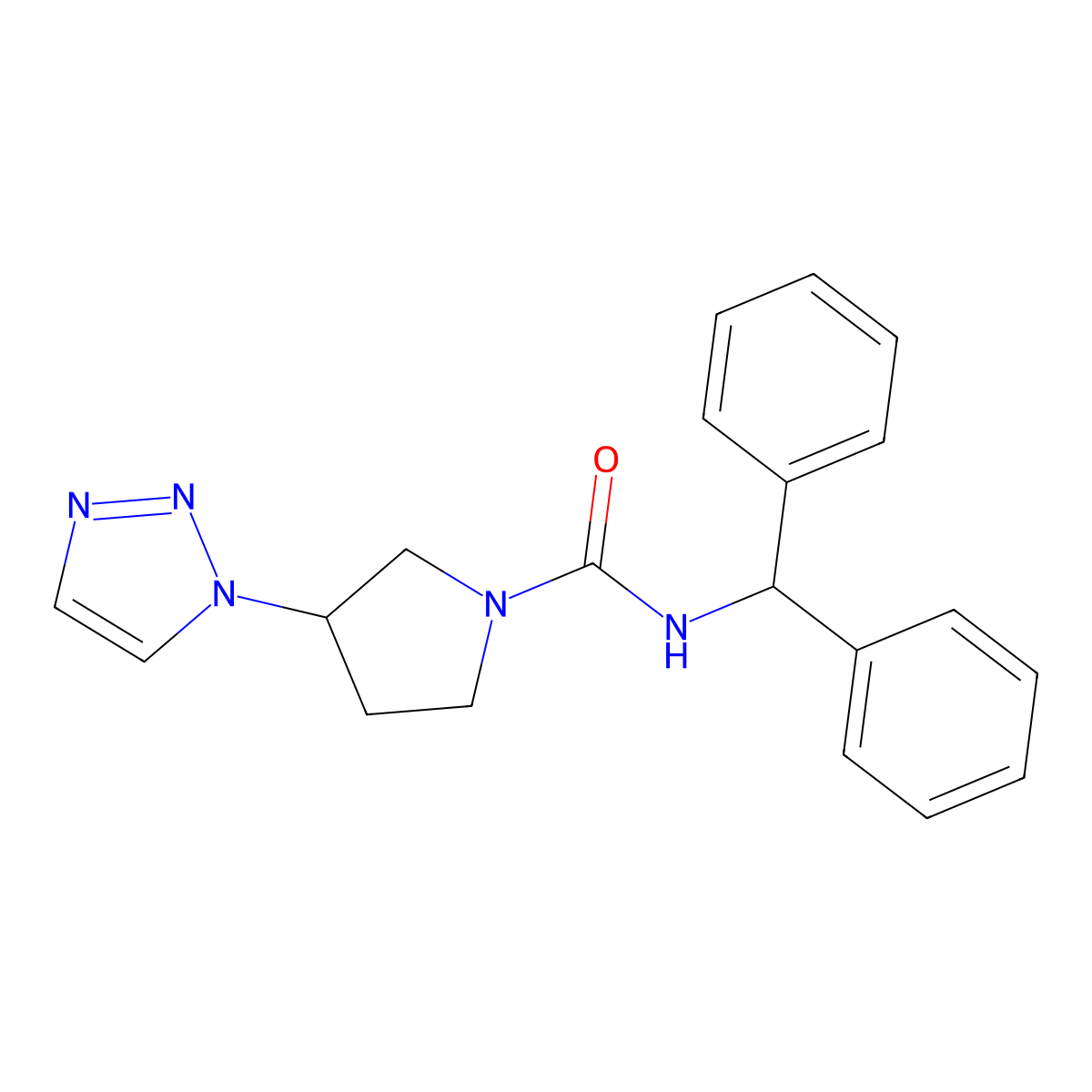 N-benzhydryl-3-(1H-1,2,3-triazol-1-yl)pyrrolidine-1-carboxamide molecular structure, CAS 2034305-10-5
