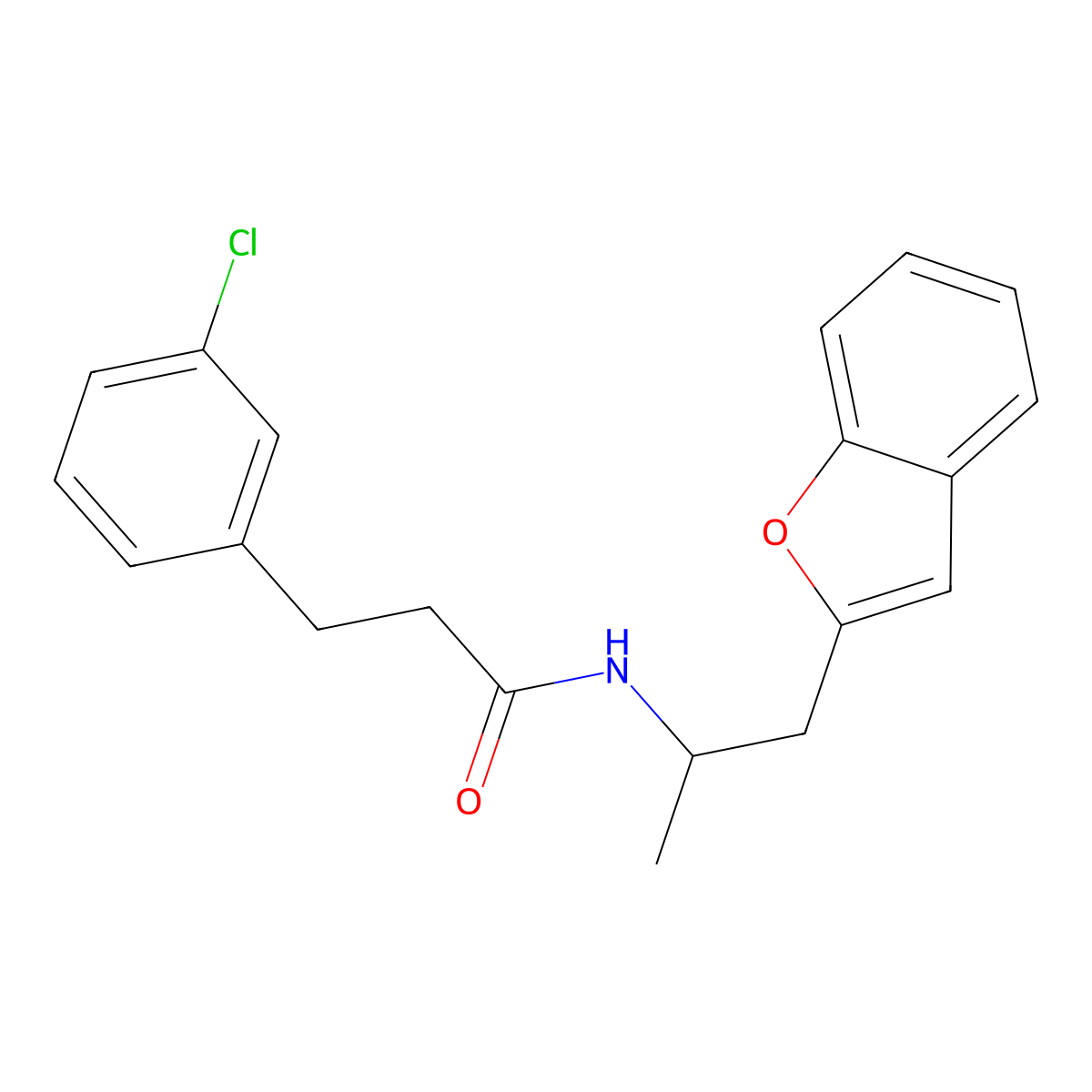 N-(1-(benzofuran-2-yl)propan-2-yl)-3-(3-chlorophenyl)propanamide molecular structure, CAS 2034305-12-7
