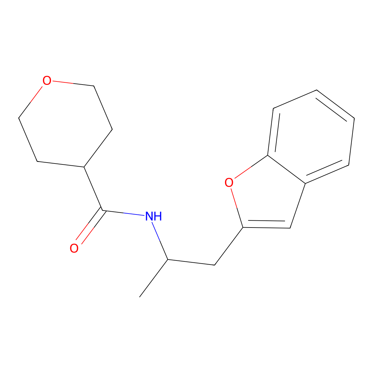N-[1-(1-benzofuran-2-yl)propan-2-yl]oxane-4-carboxamide molecular structure, CAS 2034305-13-8