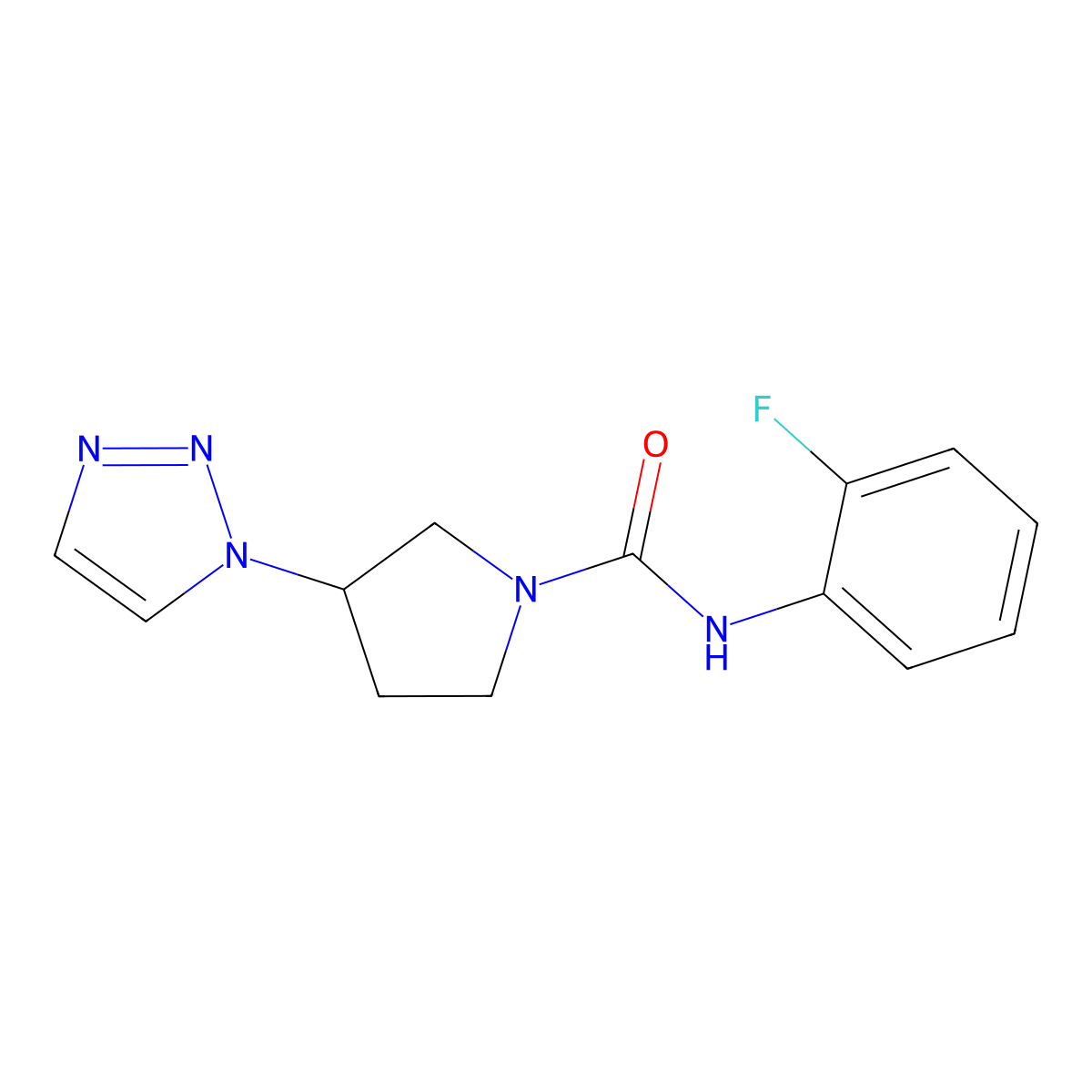 N-(2-fluorophenyl)-3-(1H-1,2,3-triazol-1-yl)pyrrolidine-1-carboxamide molecular structure, CAS 2034305-14-9