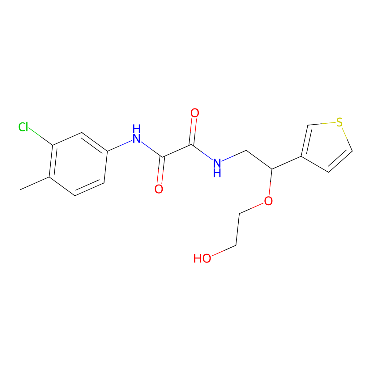 N1-(3-chloro-4-methylphenyl)-N2-(2-(2-hydroxyethoxy)-2-(thiophen-3-yl)ethyl)oxalamide molecular structure, CAS 2034305-17-2