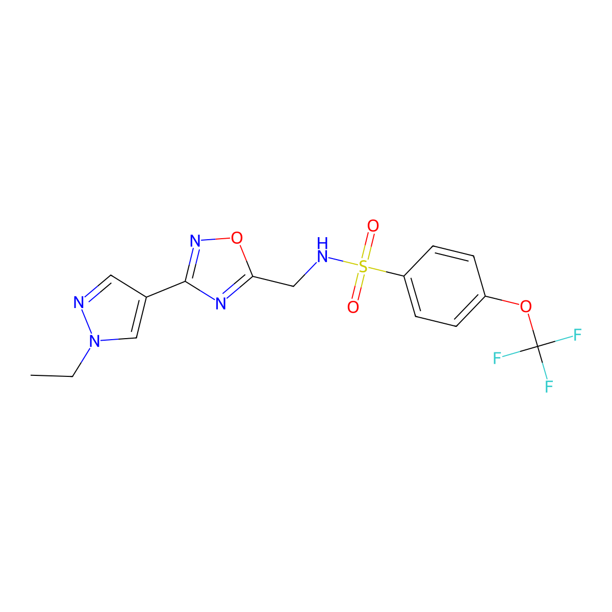 N-{[3-(1-ethyl-1H-pyrazol-4-yl)-1,2,4-oxadiazol-5-yl]methyl}-4-(trifluoromethoxy)benzene-1-sulfonamide molecular structure, CAS 2034305-18-3