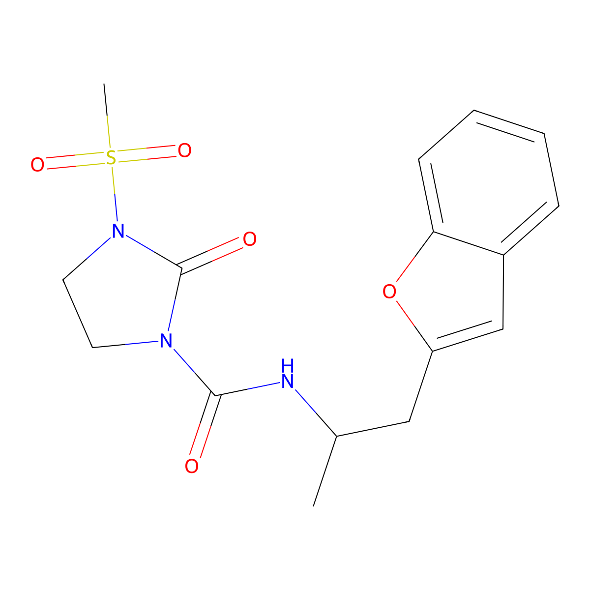 N-(1-(benzofuran-2-yl)propan-2-yl)-3-(methylsulfonyl)-2-oxoimidazolidine-1-carboxamide molecular structure, CAS 2034305-20-7