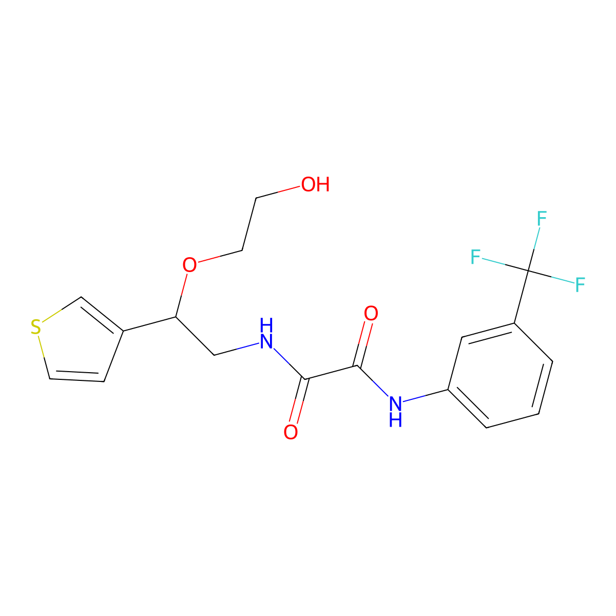 N1-(2-(2-hydroxyethoxy)-2-(thiophen-3-yl)ethyl)-N2-(3-(trifluoromethyl)phenyl)oxalamide molecular structure, CAS 2034305-24-1