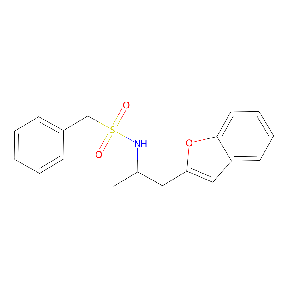 N-(1-(benzofuran-2-yl)propan-2-yl)-1-phenylmethanesulfonamide molecular structure, CAS 2034305-28-5
