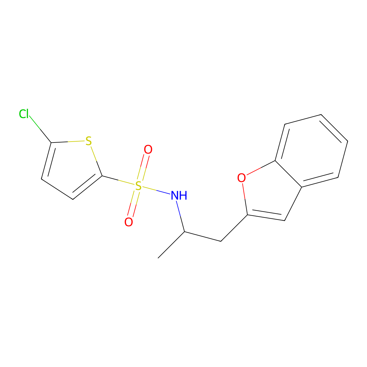 N-(1-(benzofuran-2-yl)propan-2-yl)-5-chlorothiophene-2-sulfonamide molecular structure, CAS 2034305-35-4