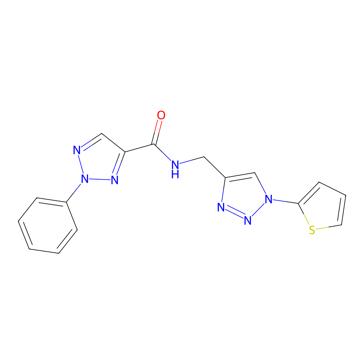 2-phenyl-N-((1-(thiophen-2-yl)-1H-1,2,3-triazol-4-yl)methyl)-2H-1,2,3-triazole-4-carboxamide molecular structure, CAS 2034305-36-5