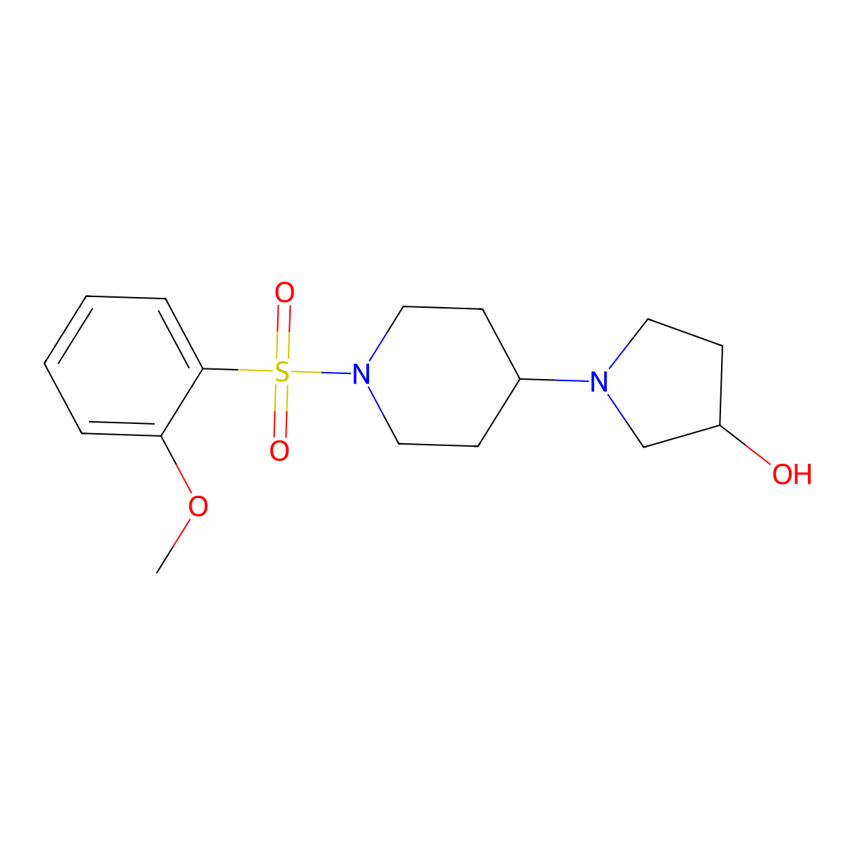 1-(1-((2-Methoxyphenyl)sulfonyl)piperidin-4-yl)pyrrolidin-3-ol molecular structure, CAS 2034305-43-4