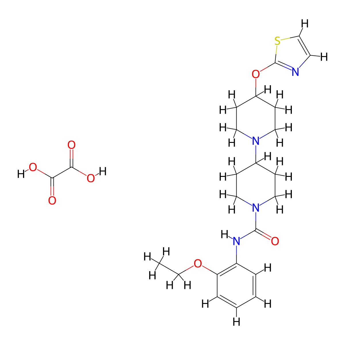 N-(2-ethoxyphenyl)-4-(thiazol-2-yloxy)-[1,4'-bipiperidine]-1'-carboxamide oxalate molecular structure, CAS 2034305-47-8