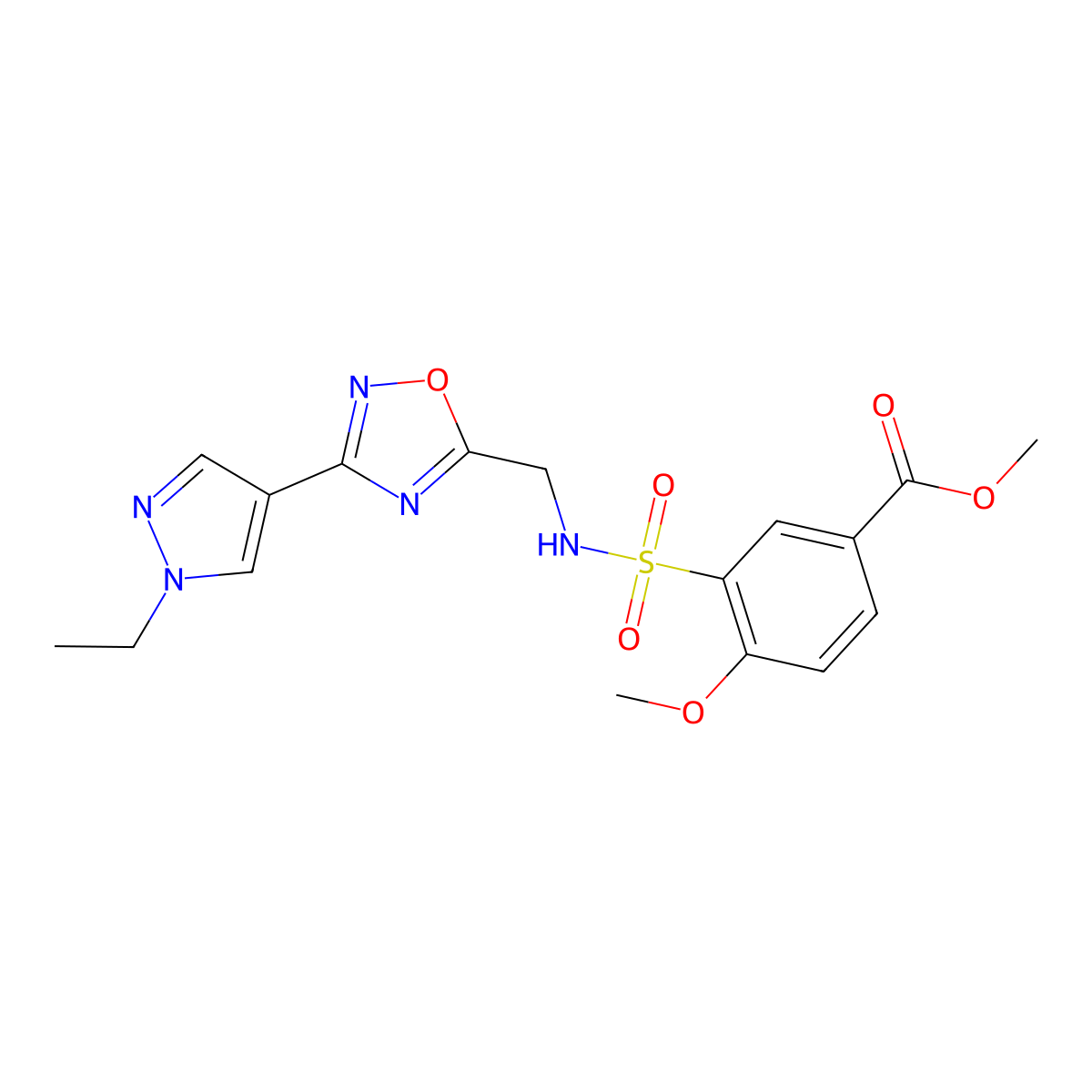 methyl 3-(N-((3-(1-ethyl-1H-pyrazol-4-yl)-1,2,4-oxadiazol-5-yl)methyl)sulfamoyl)-4-methoxybenzoate molecular structure, CAS 2034305-48-9