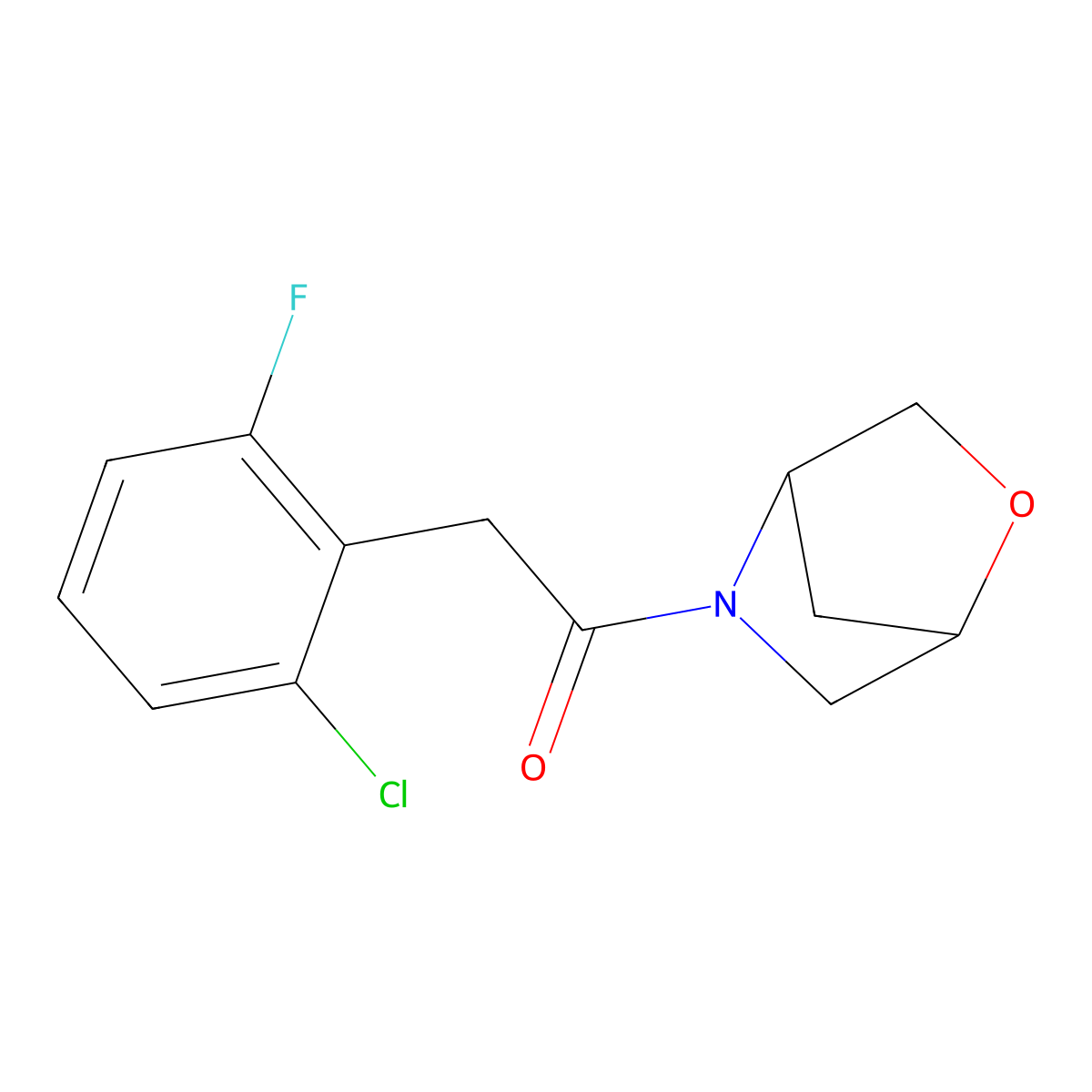 1-(2-Oxa-5-azabicyclo[2.2.1]heptan-5-yl)-2-(2-chloro-6-fluorophenyl)ethanone molecular structure, CAS 2034305-52-5