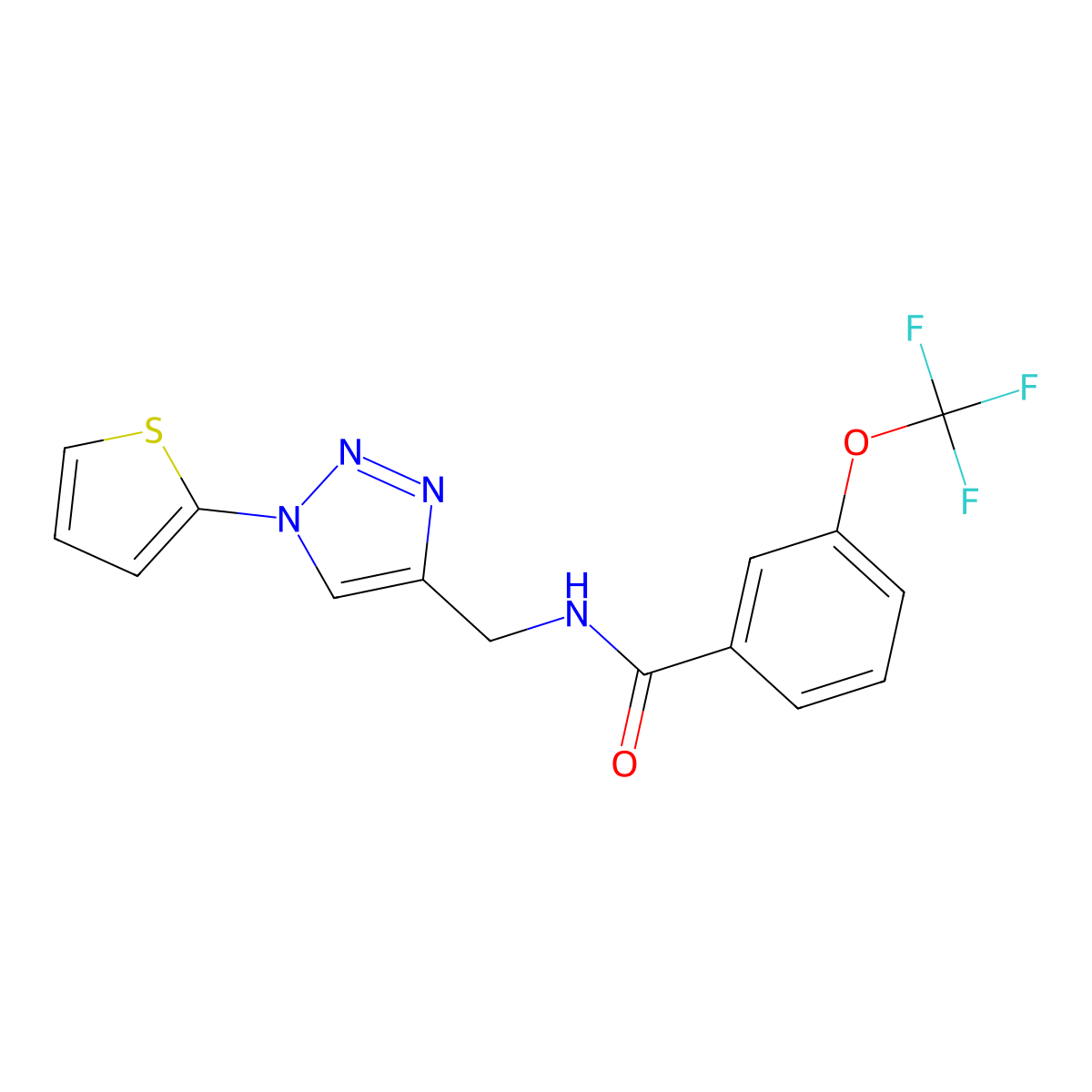 N-{[1-(thiophen-2-yl)-1H-1,2,3-triazol-4-yl]methyl}-3-(trifluoromethoxy)benzamide molecular structure, CAS 2034305-54-7