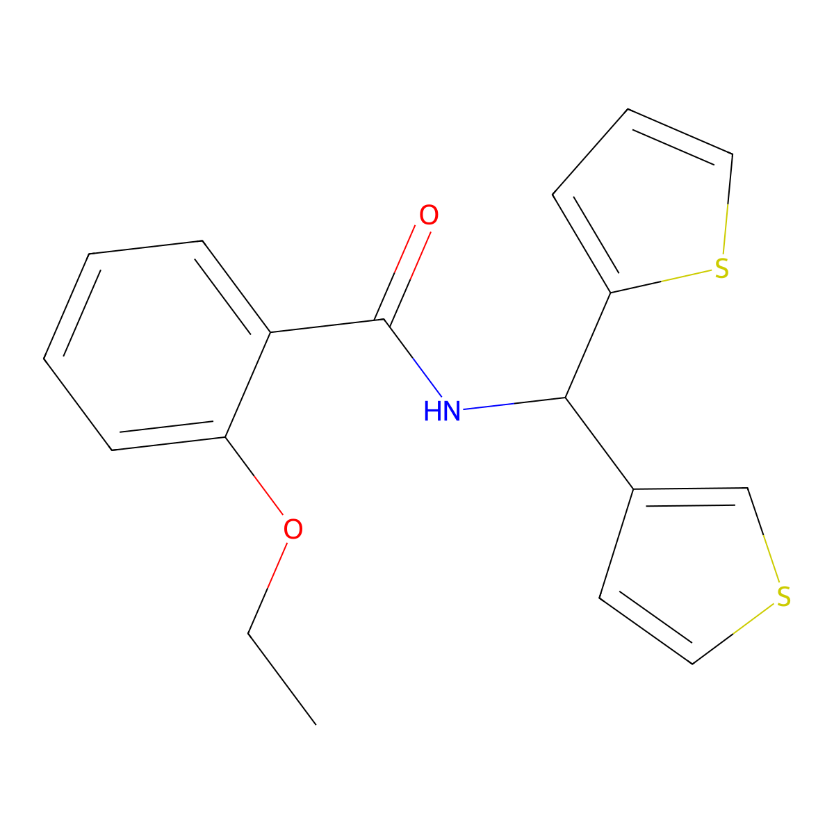 2-ethoxy-N-(thiophen-2-yl(thiophen-3-yl)methyl)benzamide molecular structure, CAS 2034305-55-8