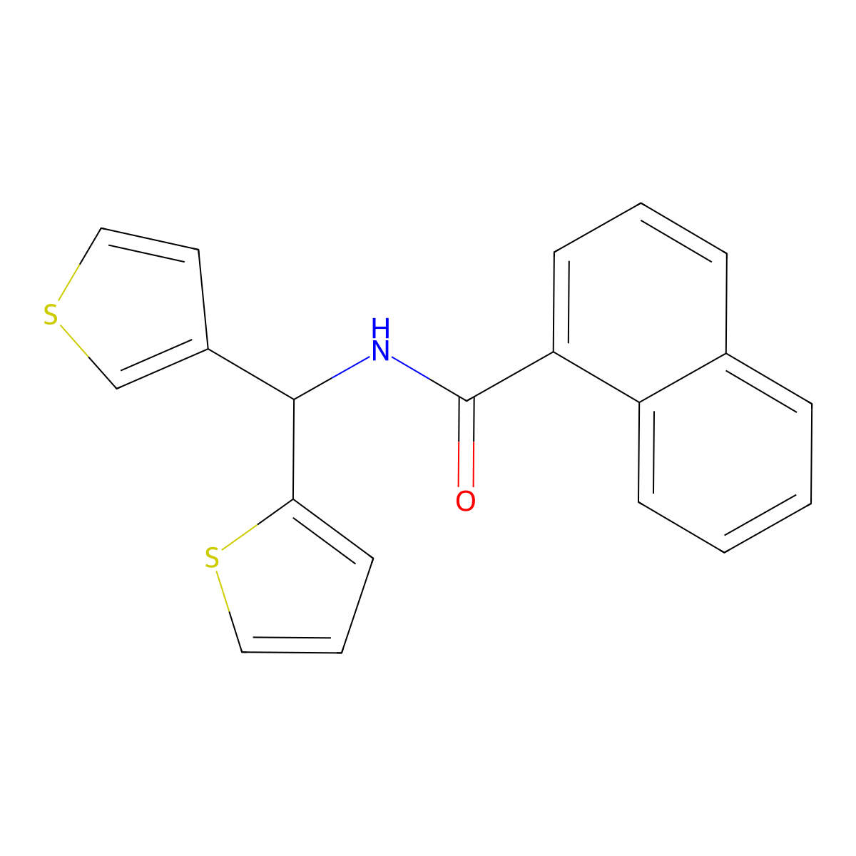 N-(thiophen-2-yl(thiophen-3-yl)methyl)-1-naphthamide molecular structure, CAS 2034305-59-2