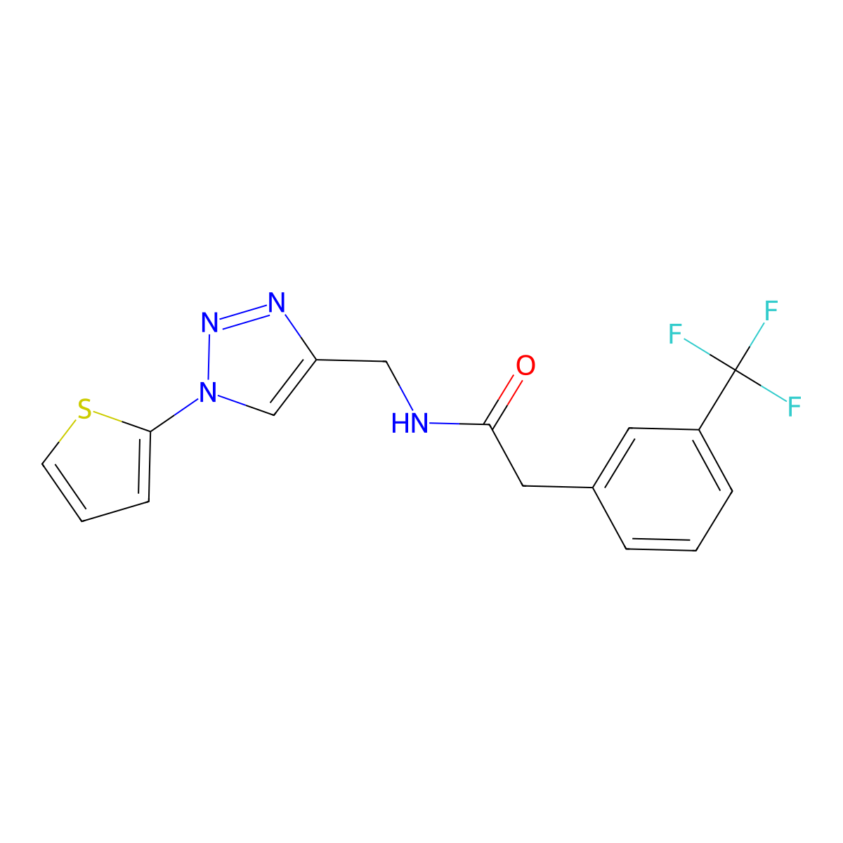 N-{[1-(thiophen-2-yl)-1H-1,2,3-triazol-4-yl]methyl}-2-[3-(trifluoromethyl)phenyl]acetamide molecular structure, CAS 2034305-63-8