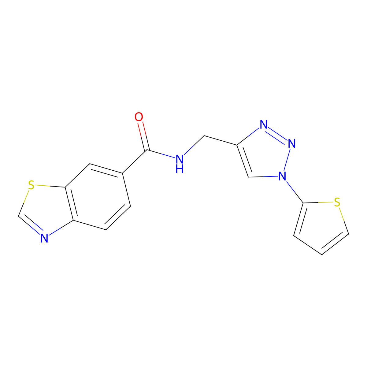 N-((1-(thiophen-2-yl)-1H-1,2,3-triazol-4-yl)methyl)benzo[d]thiazole-6-carboxamide molecular structure, CAS 2034305-70-7
