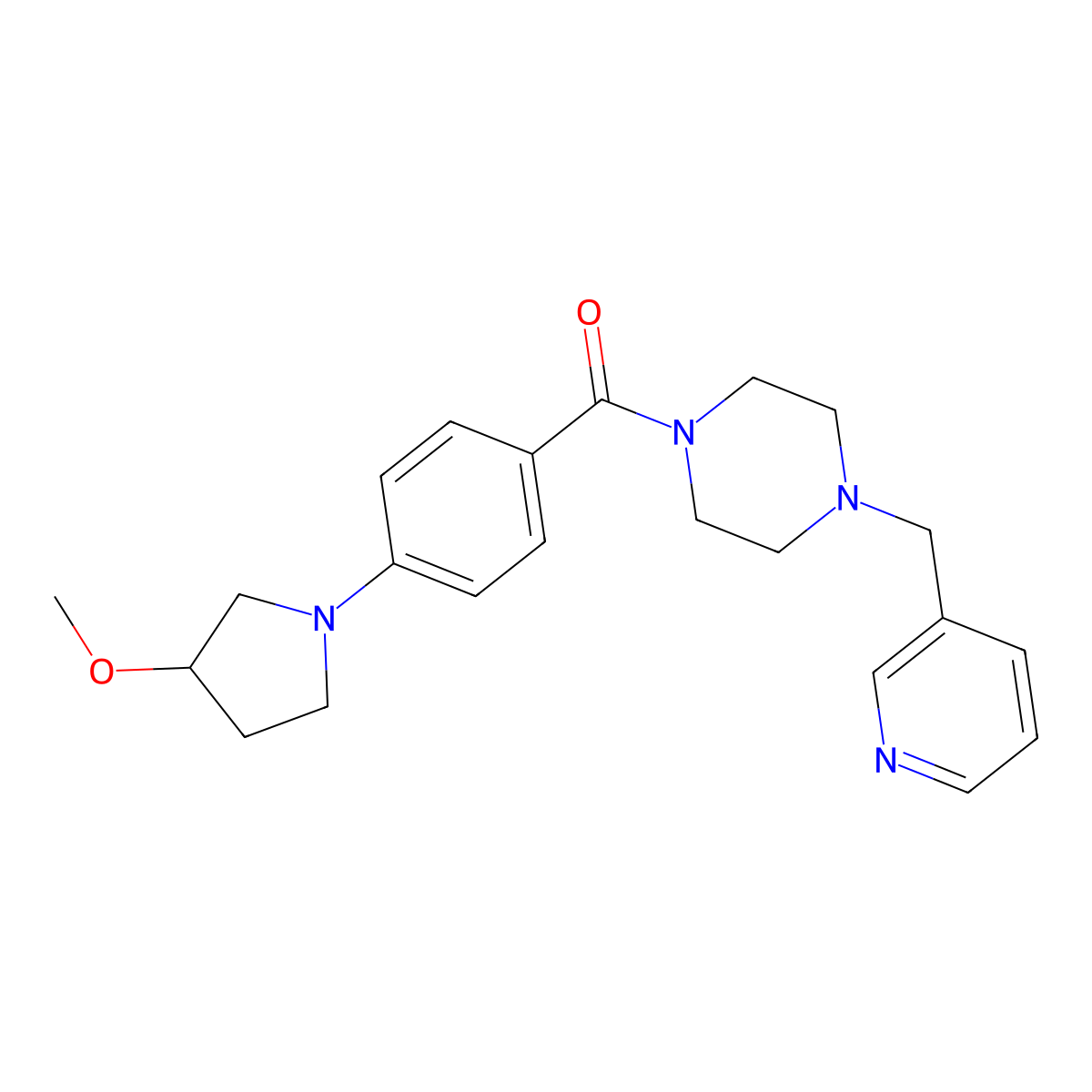 (4-(3-Methoxypyrrolidin-1-yl)phenyl)(4-(pyridin-3-ylmethyl)piperazin-1-yl)methanone molecular structure, CAS 2034305-81-0