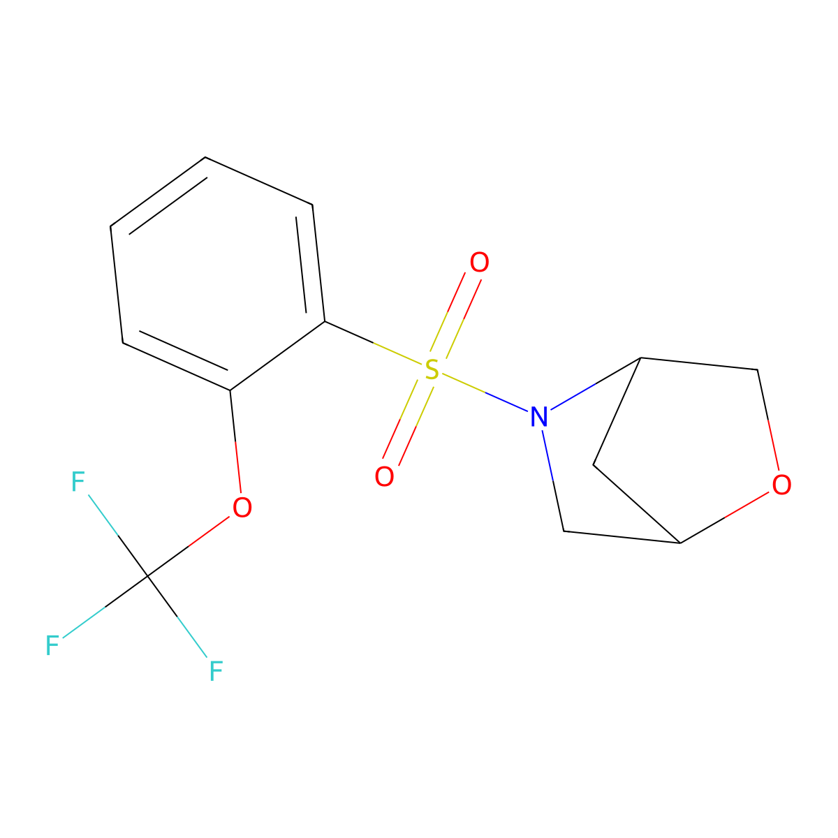 5-((2-(Trifluoromethoxy)phenyl)sulfonyl)-2-oxa-5-azabicyclo[2.2.1]heptane molecular structure, CAS 2034305-91-2