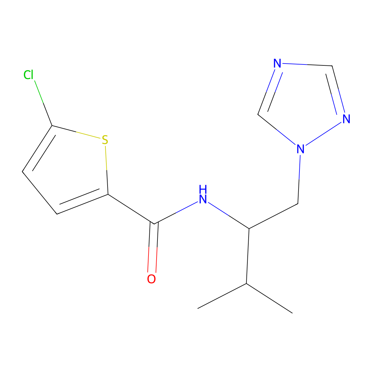 5-chloro-N-(3-methyl-1-(1H-1,2,4-triazol-1-yl)butan-2-yl)thiophene-2-carboxamide molecular structure, CAS 2034305-92-3