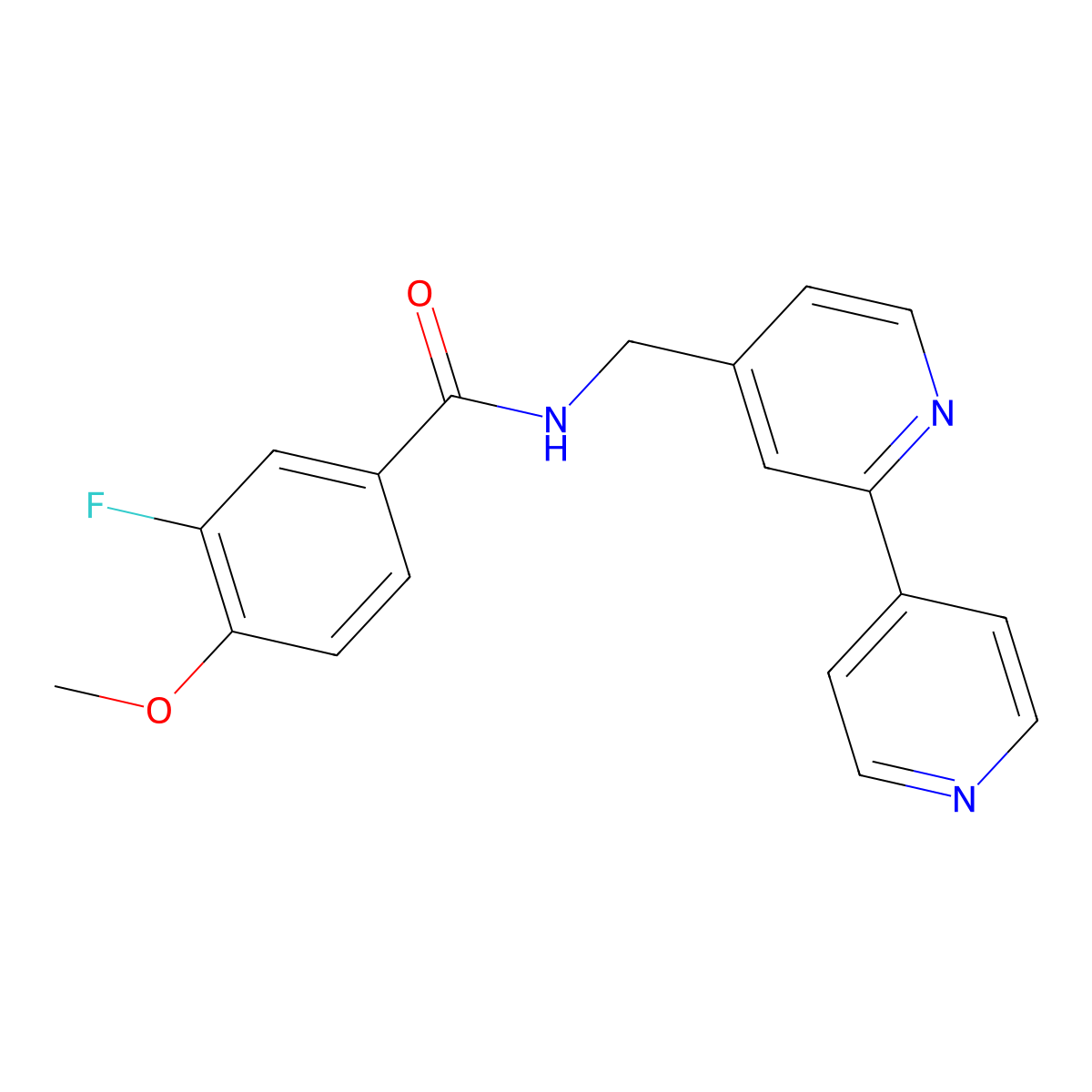N-([2,4'-bipyridin]-4-ylmethyl)-3-fluoro-4-methoxybenzamide molecular structure, CAS 2034305-93-4