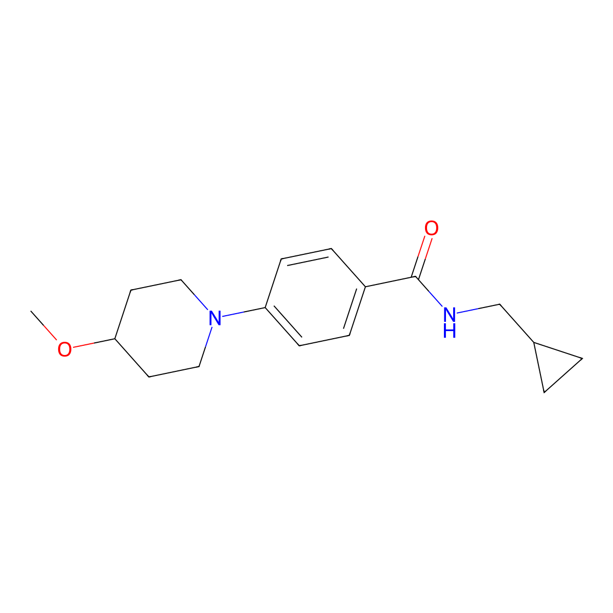 N-(cyclopropylmethyl)-4-(4-methoxypiperidin-1-yl)benzamide molecular structure, CAS 2034305-94-5
