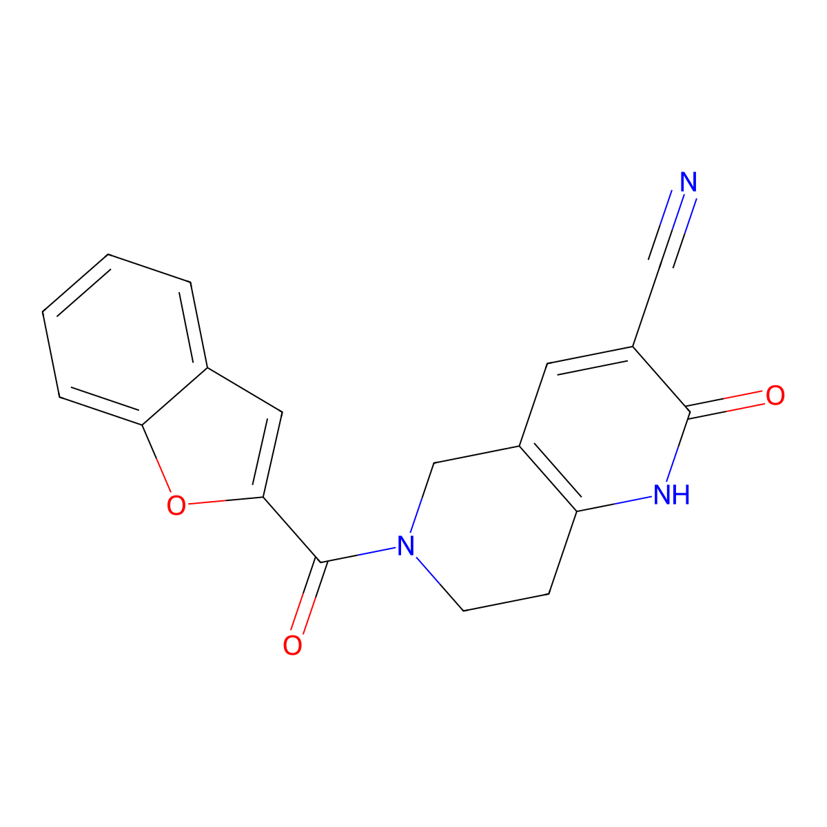 6-(Benzofuran-2-carbonyl)-2-oxo-1,2,5,6,7,8-hexahydro-1,6-naphthyridine-3-carbonitrile molecular structure, CAS 2034305-99-0