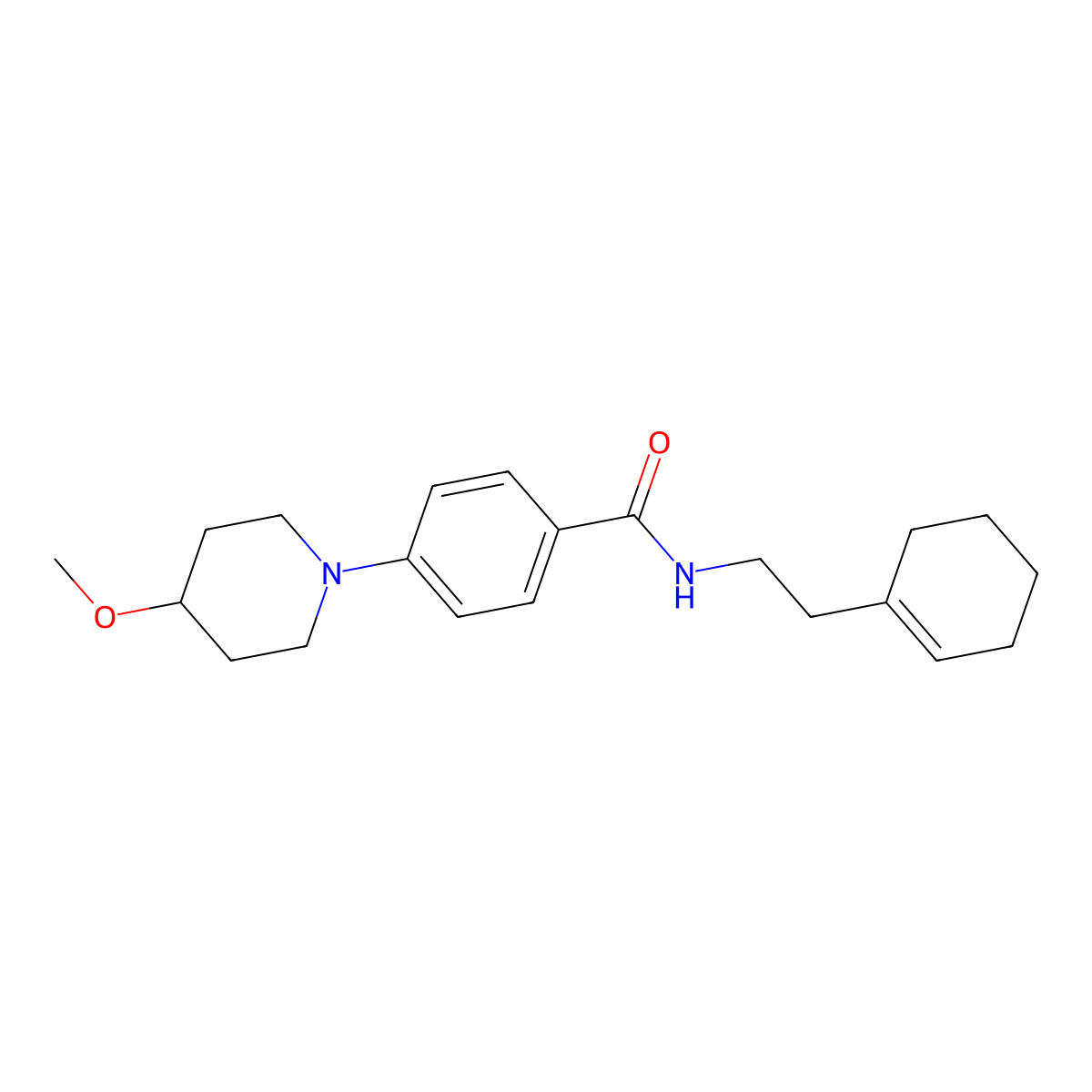 N-[2-(cyclohex-1-en-1-yl)ethyl]-4-(4-methoxypiperidin-1-yl)benzamide molecular structure, CAS 2034306-03-9