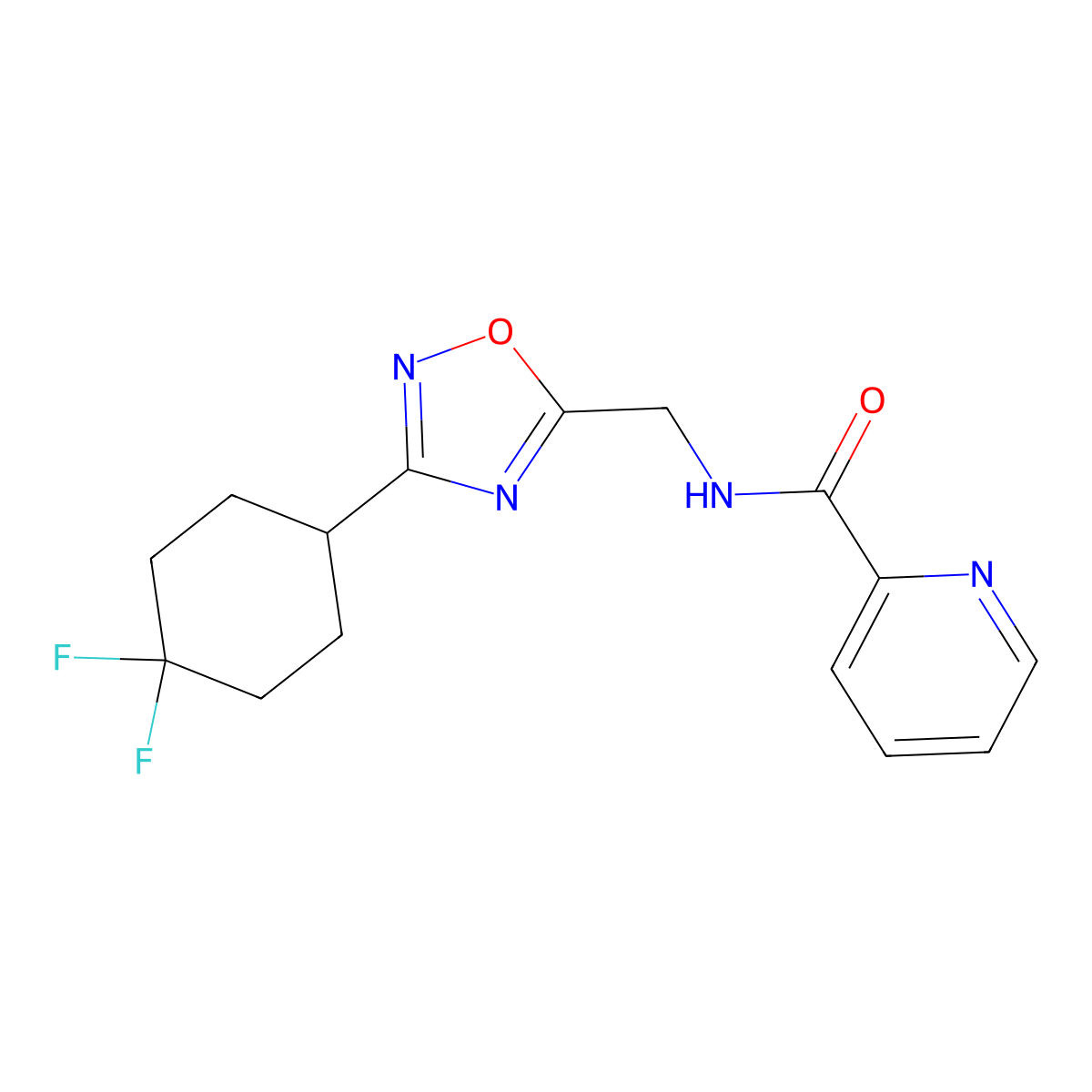 N-{[3-(4,4-difluorocyclohexyl)-1,2,4-oxadiazol-5-yl]methyl}pyridine-2-carboxamide molecular structure, CAS 2034306-04-0