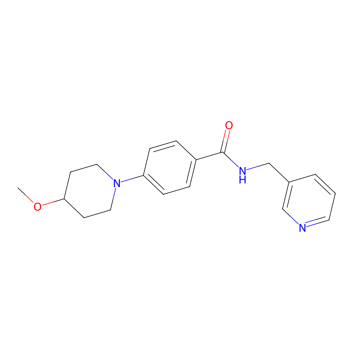 4-(4-methoxypiperidin-1-yl)-N-(pyridin-3-ylmethyl)benzamide molecular structure, CAS 2034306-08-4