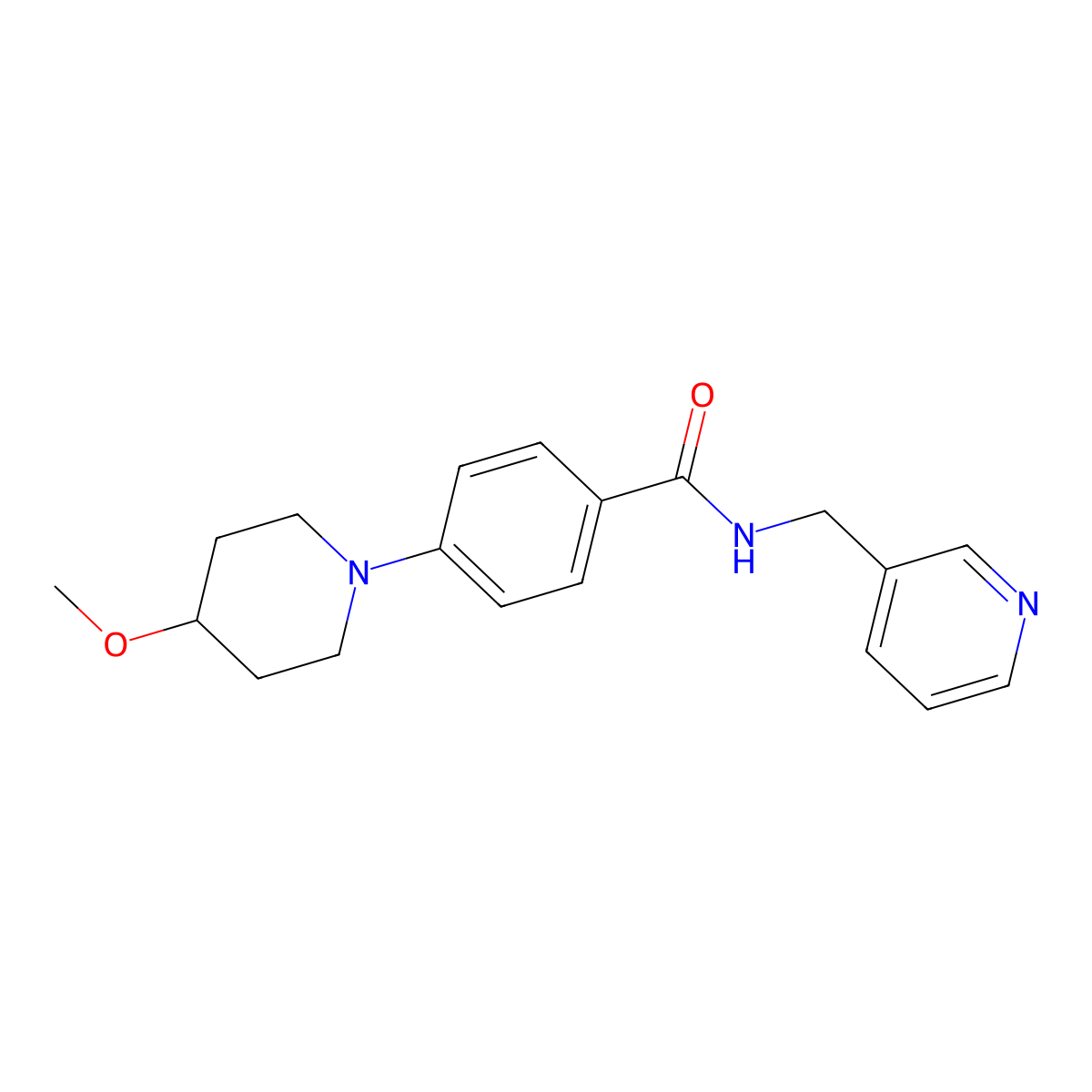 4-(4-methoxypiperidin-1-yl)-N-(pyridin-3-ylmethyl)benzamide molecular structure, CAS 2034306-08-4