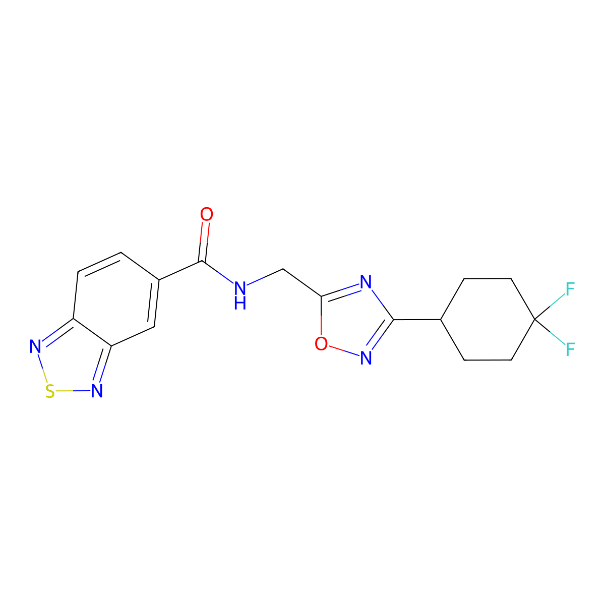 N-((3-(4,4-difluorocyclohexyl)-1,2,4-oxadiazol-5-yl)methyl)benzo[c][1,2,5]thiadiazole-5-carboxamide molecular structure, CAS 2034306-10-8