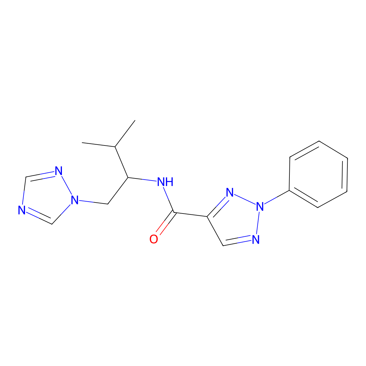 N-(3-methyl-1-(1H-1,2,4-triazol-1-yl)butan-2-yl)-2-phenyl-2H-1,2,3-triazole-4-carboxamide molecular structure, CAS 2034306-16-4