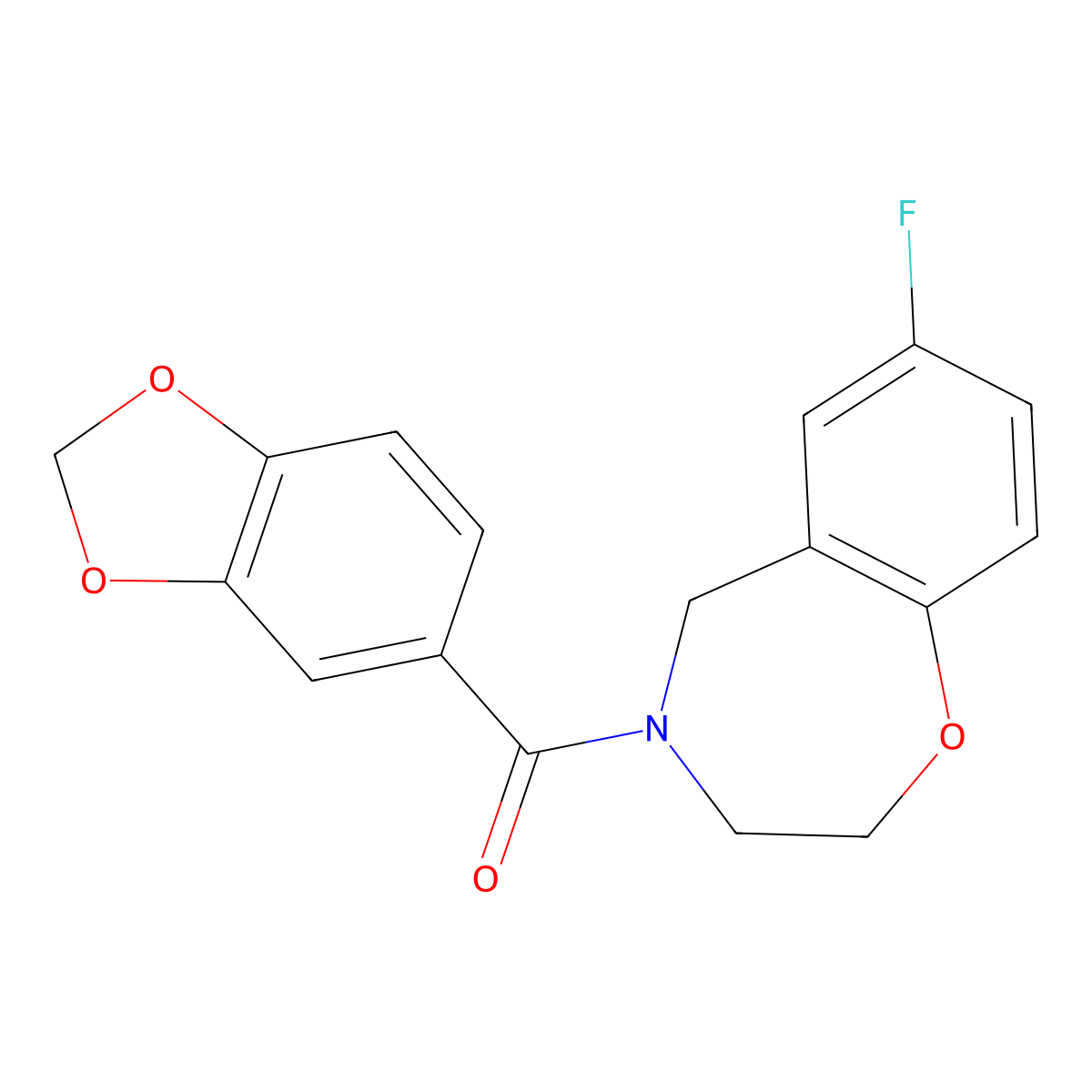 benzo[d][1,3]dioxol-5-yl(7-fluoro-2,3-dihydrobenzo[f][1,4]oxazepin-4(5H)-yl)methanone molecular structure, CAS 2034306-17-5