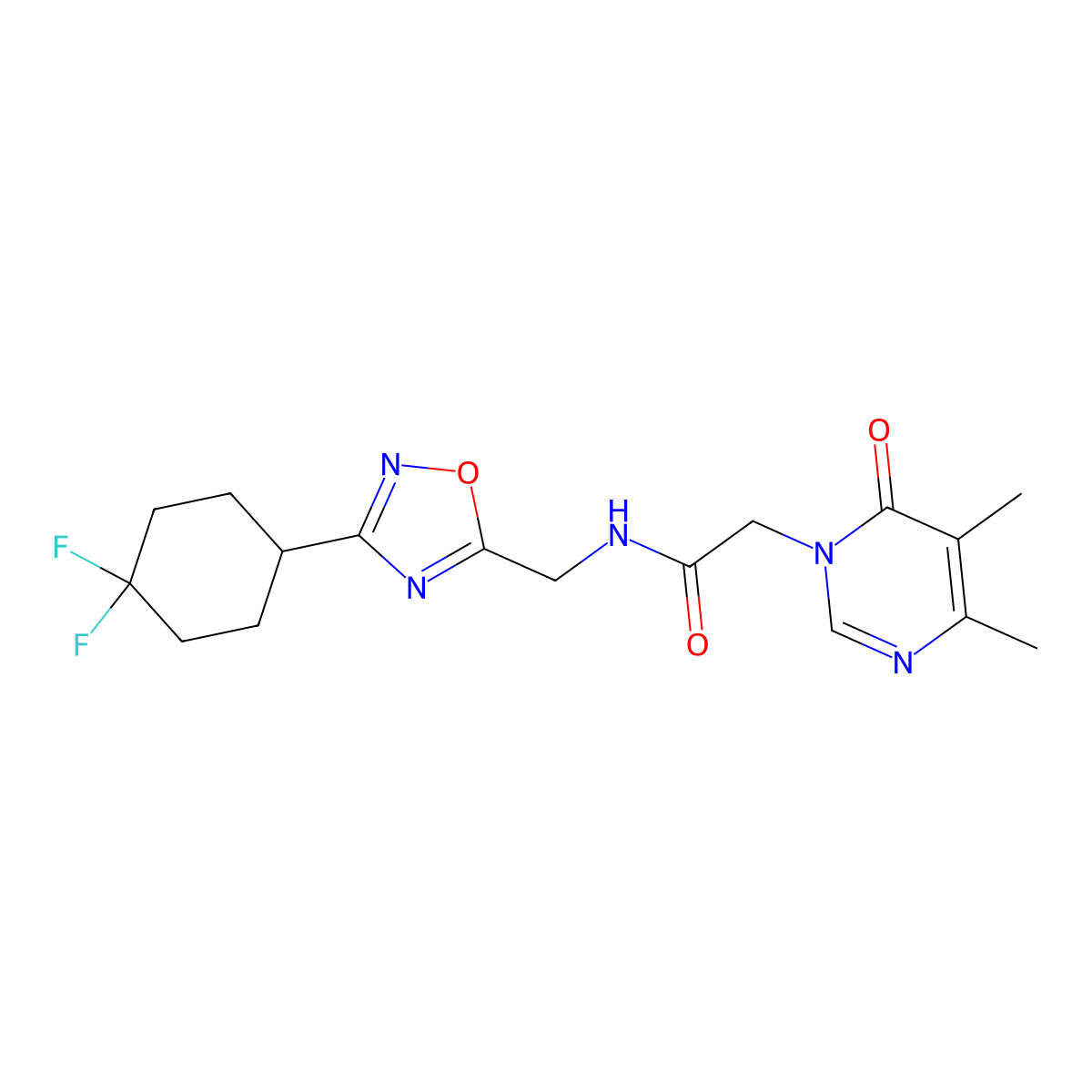 N-((3-(4,4-difluorocyclohexyl)-1,2,4-oxadiazol-5-yl)methyl)-2-(4,5-dimethyl-6-oxopyrimidin-1(6H)-yl)acetamide molecular structure, CAS 2034306-24-4