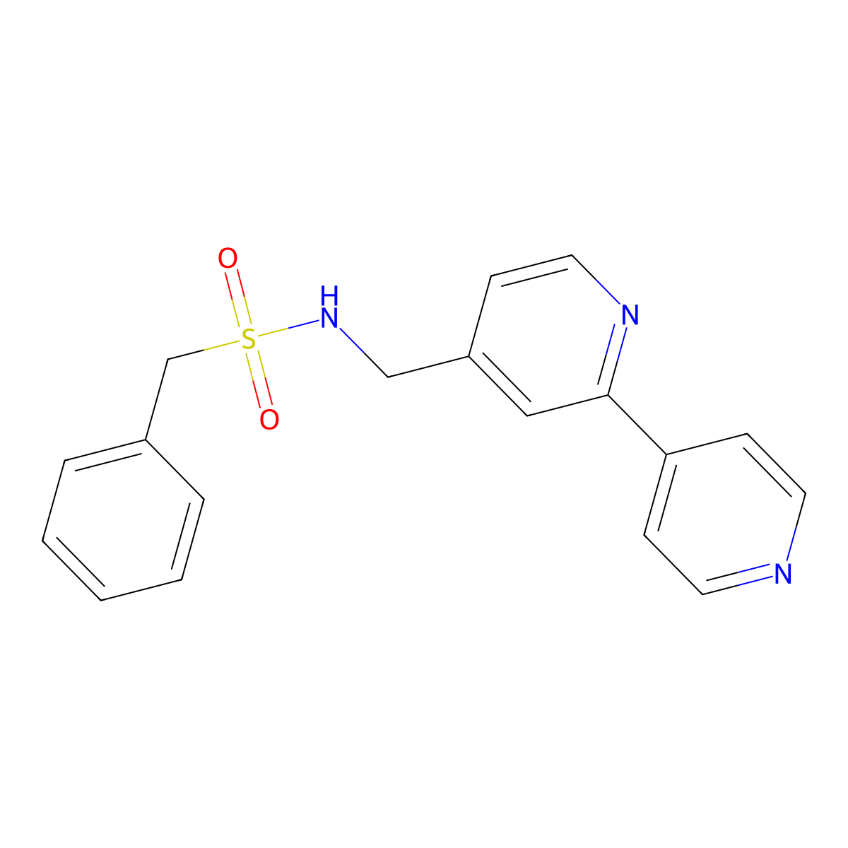 N-({[2,4'-bipyridine]-4-yl}methyl)-1-phenylmethanesulfonamide molecular structure, CAS 2034306-26-6