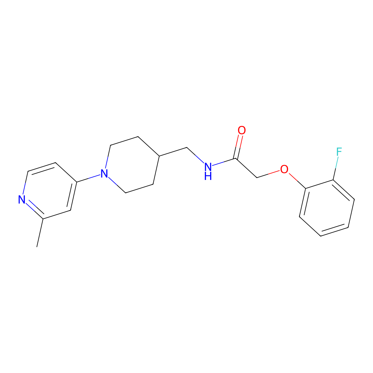 2-(2-fluorophenoxy)-N-((1-(2-methylpyridin-4-yl)piperidin-4-yl)methyl)acetamide molecular structure, CAS 2034306-27-7