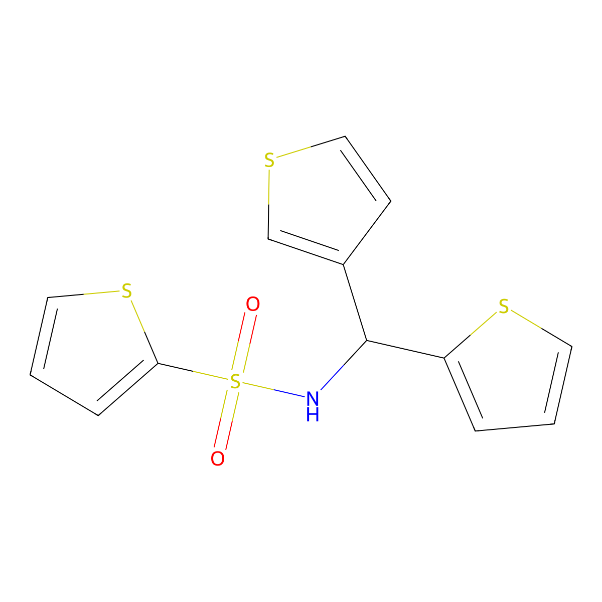 N-(thiophen-2-yl(thiophen-3-yl)methyl)thiophene-2-sulfonamide molecular structure, CAS 2034306-28-8