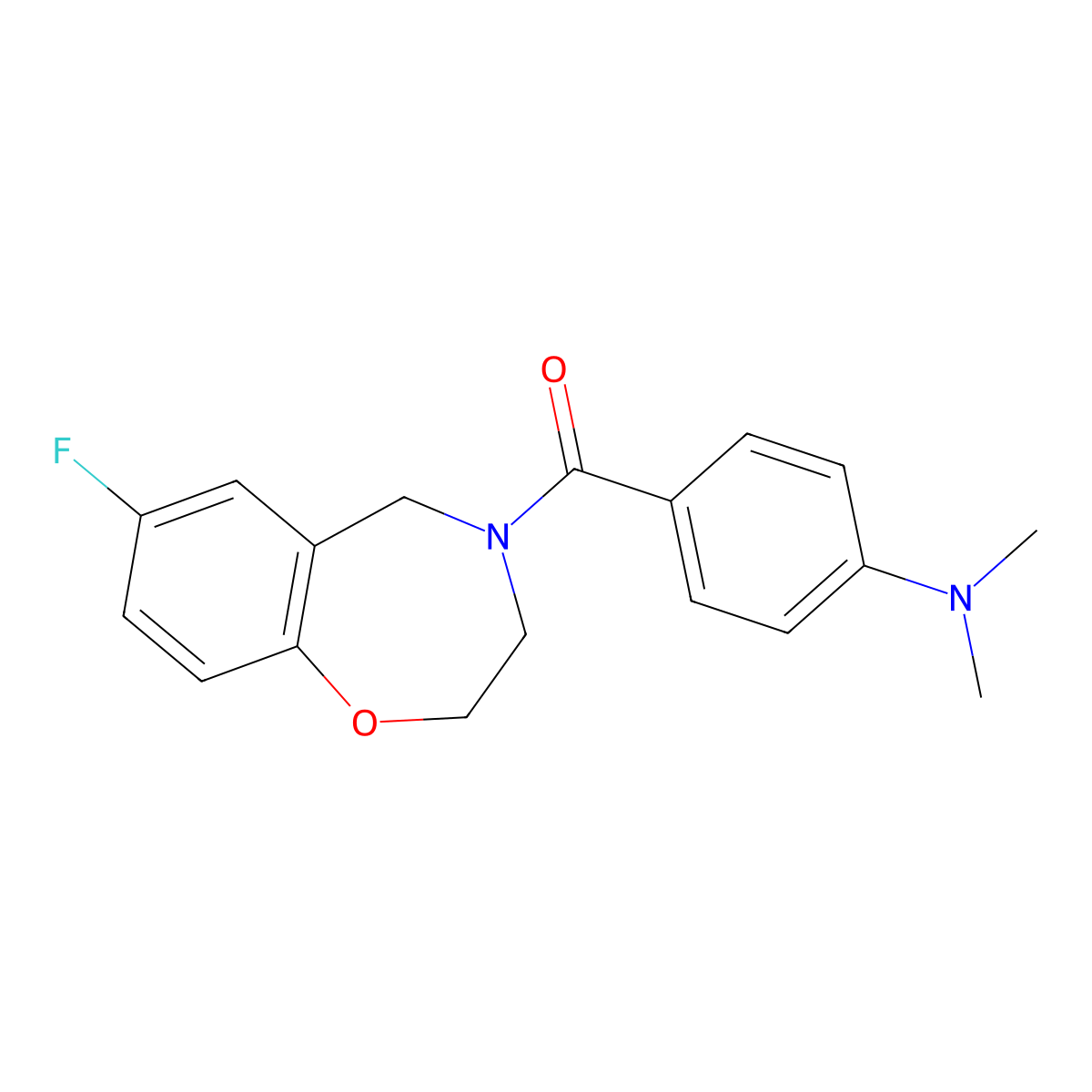 (4-(dimethylamino)phenyl)(7-fluoro-2,3-dihydrobenzo[f][1,4]oxazepin-4(5H)-yl)methanone molecular structure, CAS 2034306-29-9