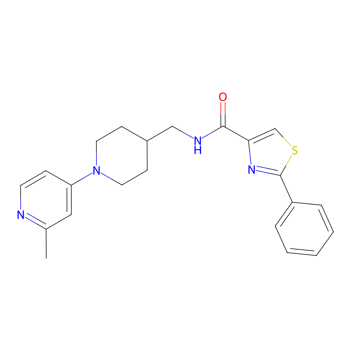 N-((1-(2-methylpyridin-4-yl)piperidin-4-yl)methyl)-2-phenylthiazole-4-carboxamide molecular structure, CAS 2034306-32-4