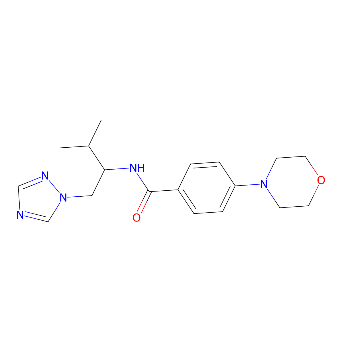 N-(3-methyl-1-(1H-1,2,4-triazol-1-yl)butan-2-yl)-4-morpholinobenzamide molecular structure, CAS 2034306-34-6