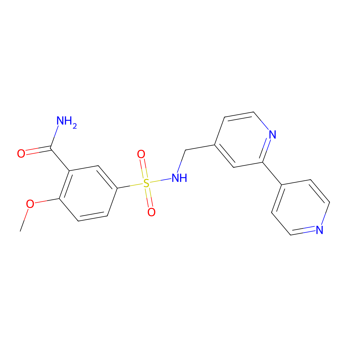 5-[({[2,4'-Bipyridine]-4-yl}methyl)sulfamoyl]-2-methoxybenzamide molecular structure, CAS 2034306-36-8