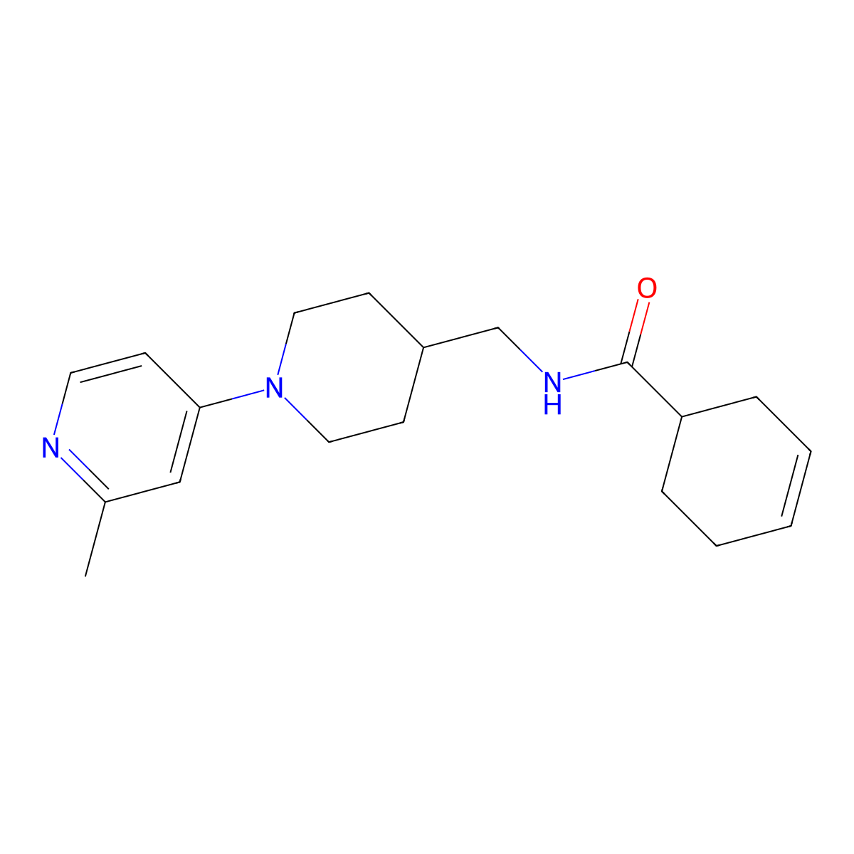 N-((1-(2-methylpyridin-4-yl)piperidin-4-yl)methyl)cyclohex-3-enecarboxamide molecular structure, CAS 2034306-39-1