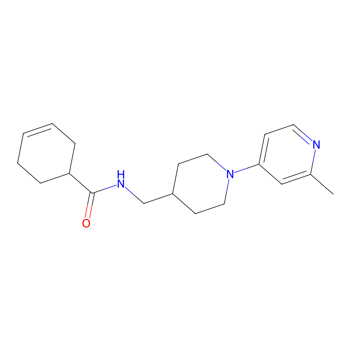 N-((1-(2-methylpyridin-4-yl)piperidin-4-yl)methyl)cyclohex-3-enecarboxamide molecular structure, CAS 2034306-39-1