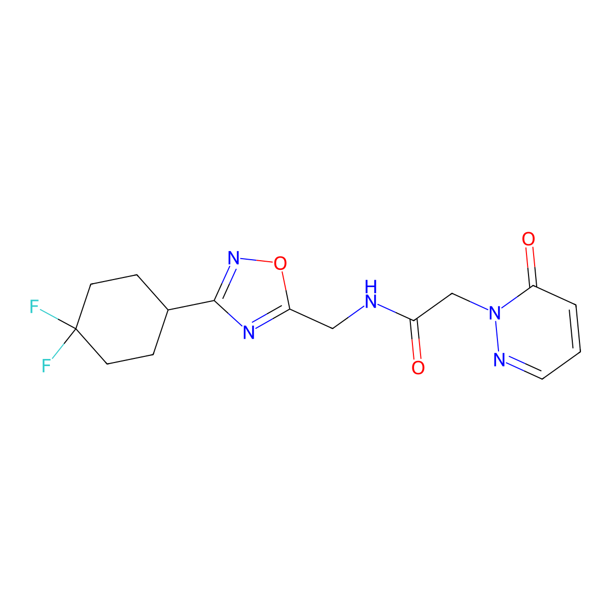 N-((3-(4,4-difluorocyclohexyl)-1,2,4-oxadiazol-5-yl)methyl)-2-(6-oxopyridazin-1(6H)-yl)acetamide molecular structure, CAS 2034306-40-4
