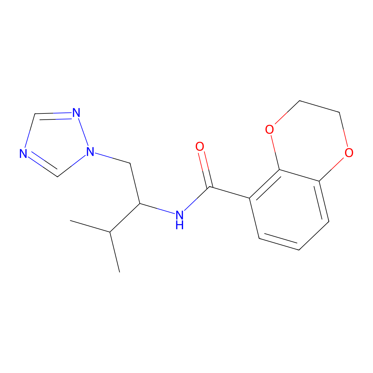 N-(3-methyl-1-(1H-1,2,4-triazol-1-yl)butan-2-yl)-2,3-dihydrobenzo[b][1,4]dioxine-5-carboxamide molecular structure, CAS 2034306-42-6